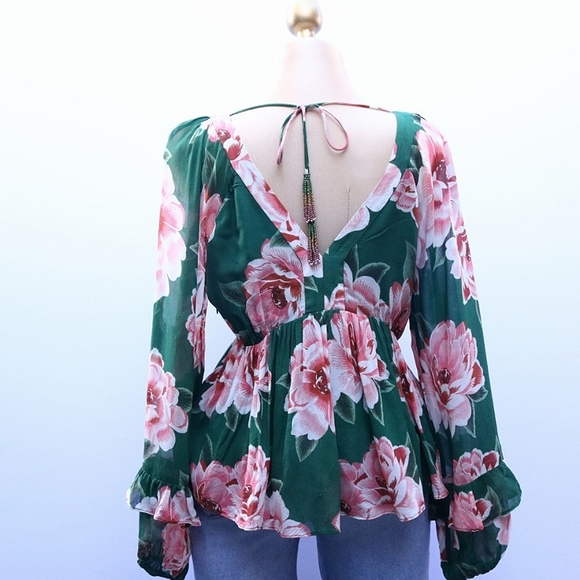 Anthropologie Farm Rio- Rayna Blouse, Floral Perfect For Spring & Summer, Medium - Picture 2 of 11
